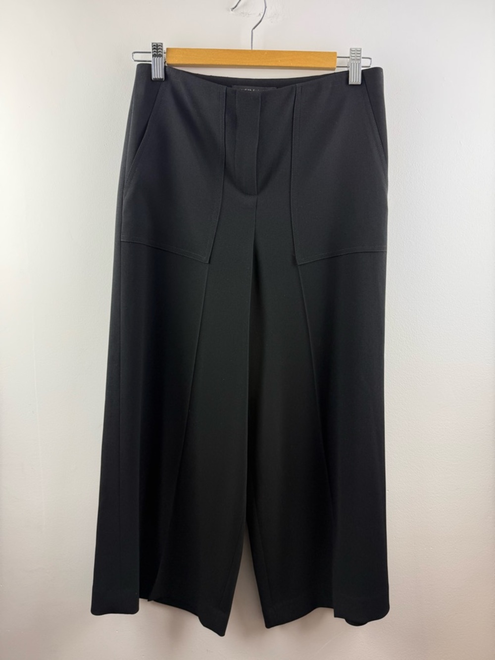 Judith & Charles Black Japanese Triacetate Cropped Wide Leg Pants 2